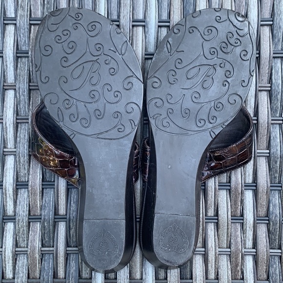 Brighton Lark Women's Croc Embossed Leather Micro Wedge Sandal - Brown - Picture 12 of 15